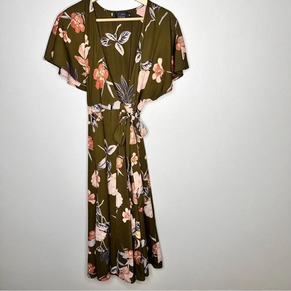 Olive Floral Maxi Dress - Picture 2 of 6